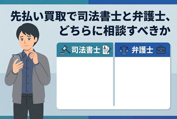 先払い買取で司法書士と弁護士、どちらに相談すべきか