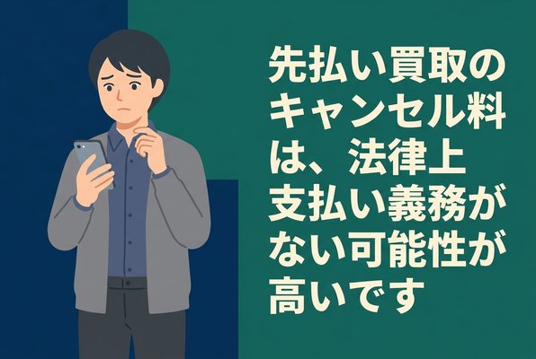 先払い買取のキャンセル料は、法律上支払い義務がない可能性が高いです