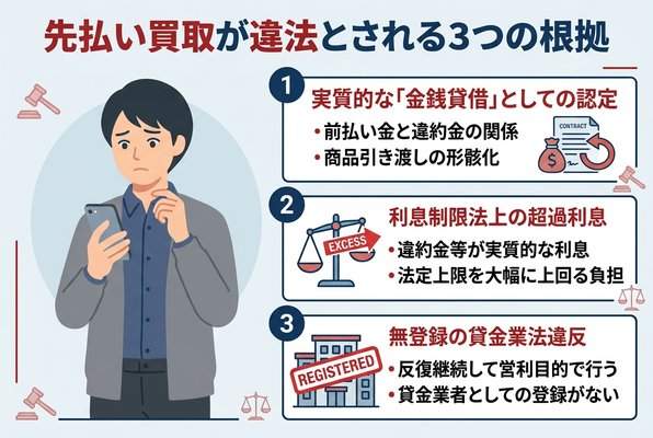 先払い買取が違法とされる3つの根拠