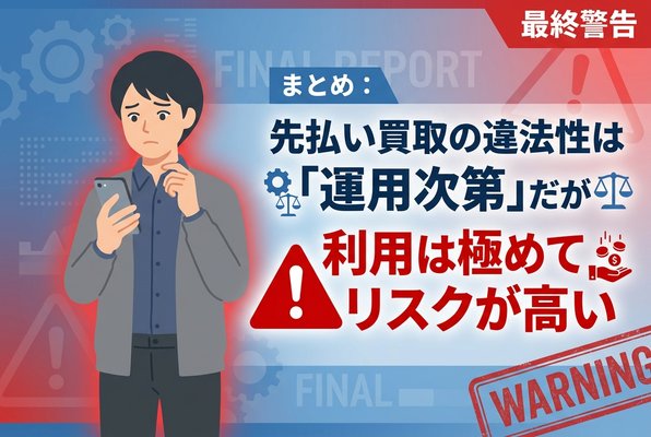 まとめ：先払い買取の違法性は「運用次第」だが利用は極めてリスクが高い
