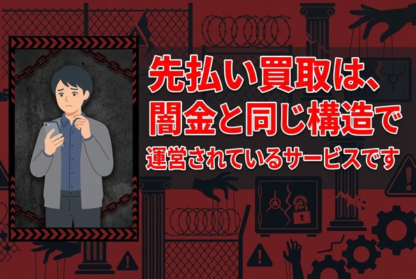 先払い買取は、闇金と同じ構造で運営されているサービスです